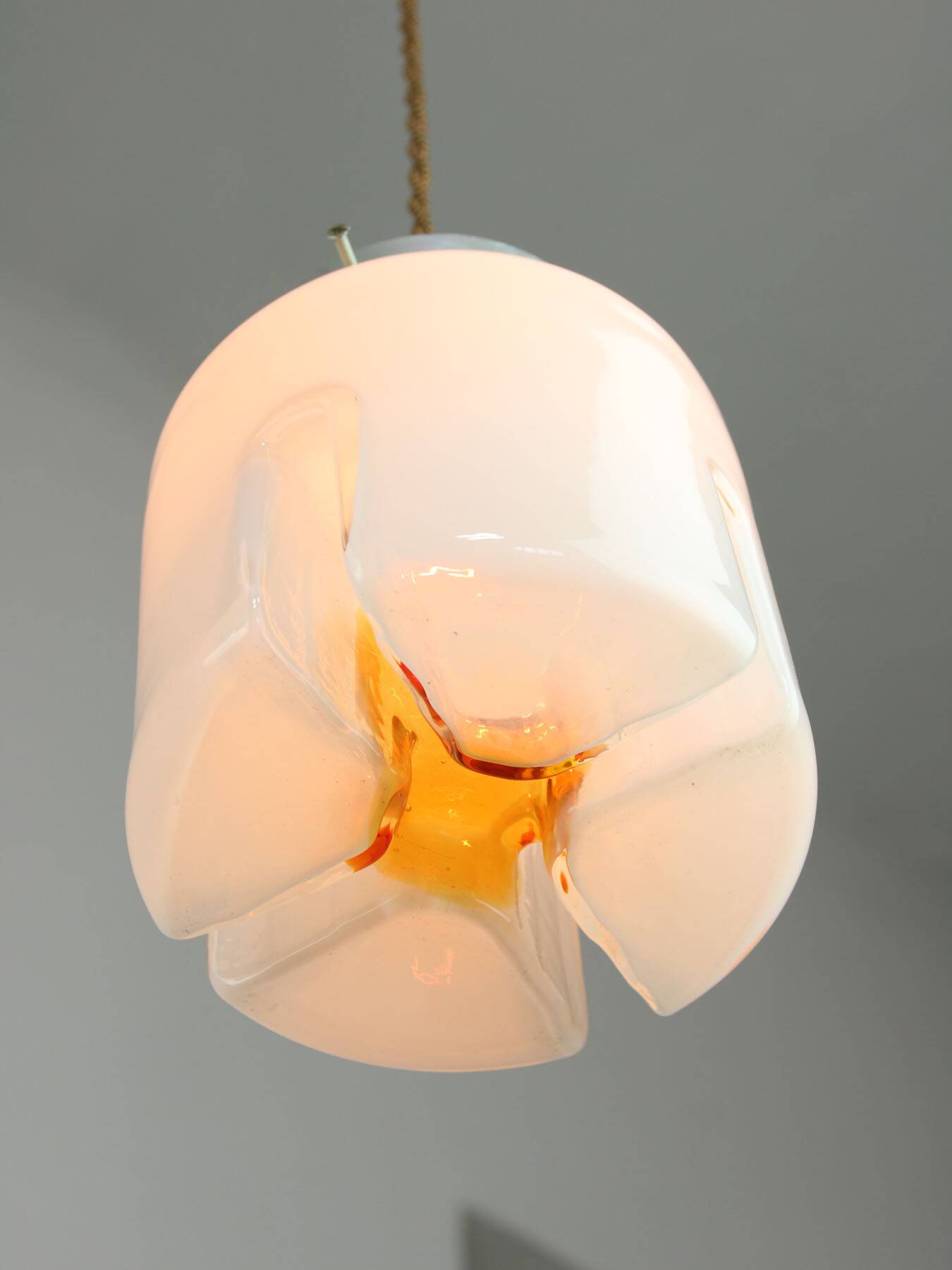 Mid-Century Italian Chrome and Glass Pendant Lamps, Set of 2