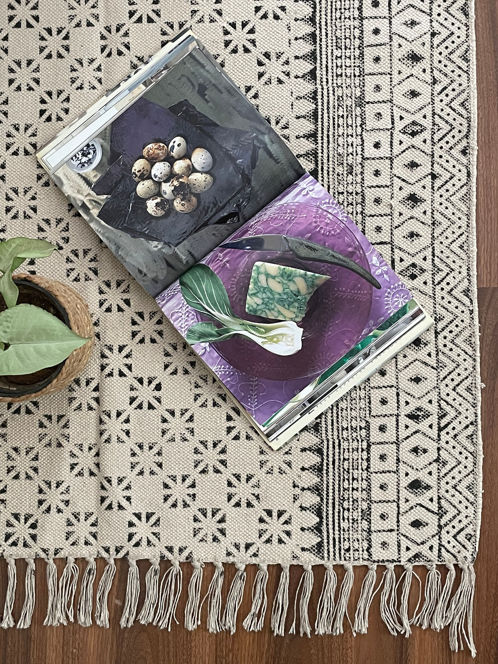 Cotton hand weaved hand block printed picnic rug