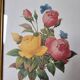 2 paintings with period lithographed flowers and gilded wooden frame.