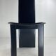Post modern Memphis high back black leather stitched organic dining chairs, set of 6. Italy, 1980s