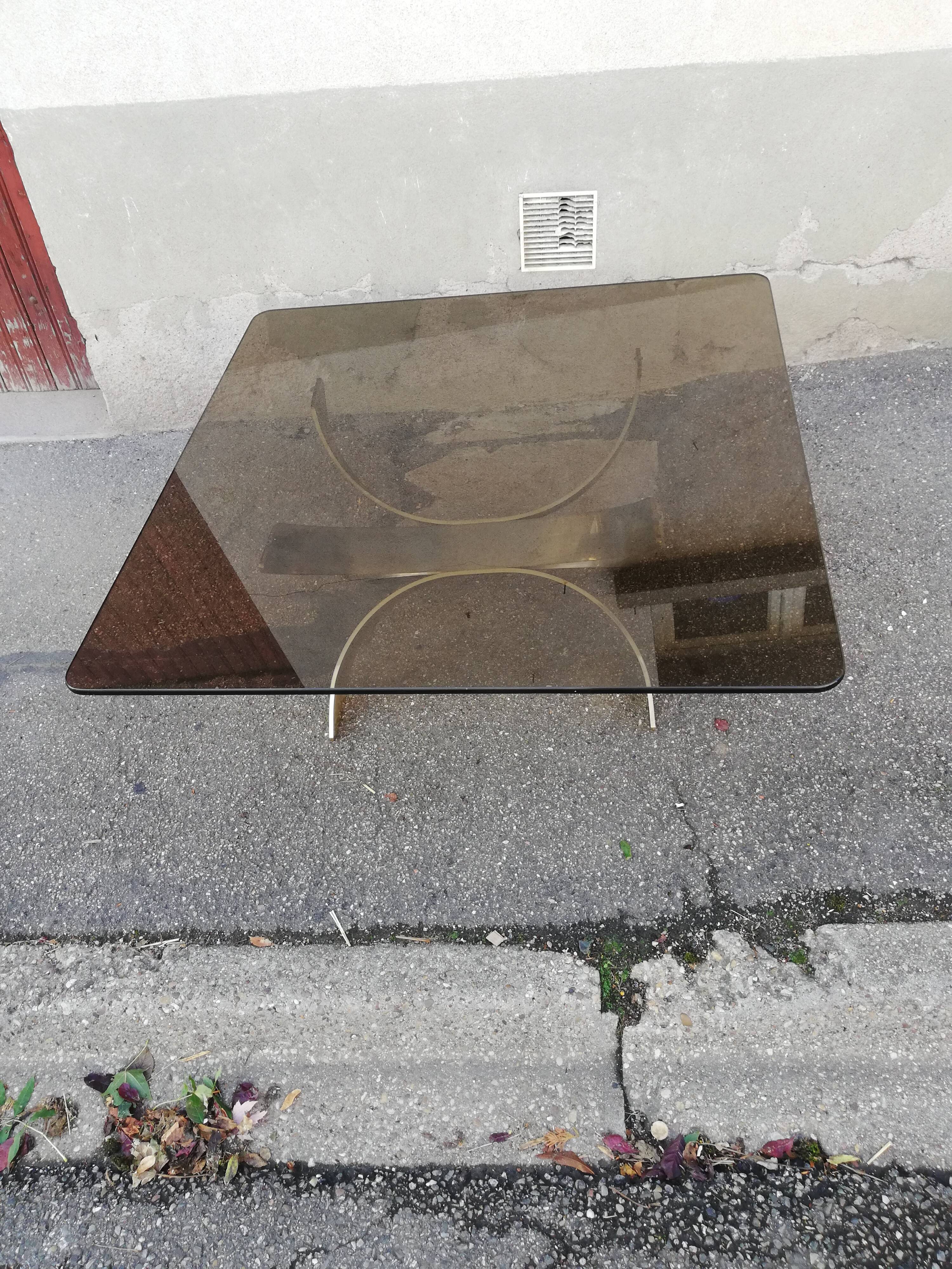 Vintage metal coffee table and smoked glass