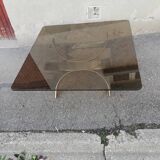 Vintage metal coffee table and smoked glass