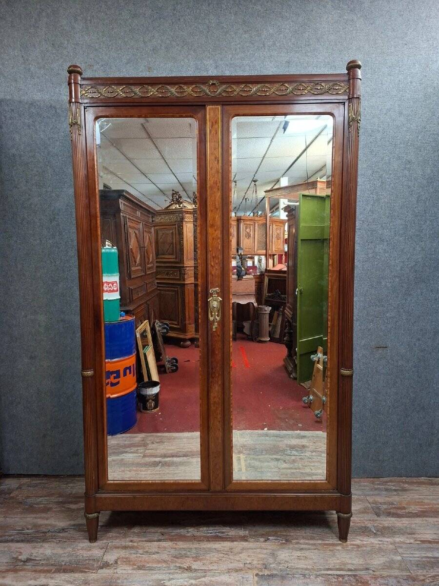 Mahogany and veneer wardrobe – Louis XVI style – Late 19th century