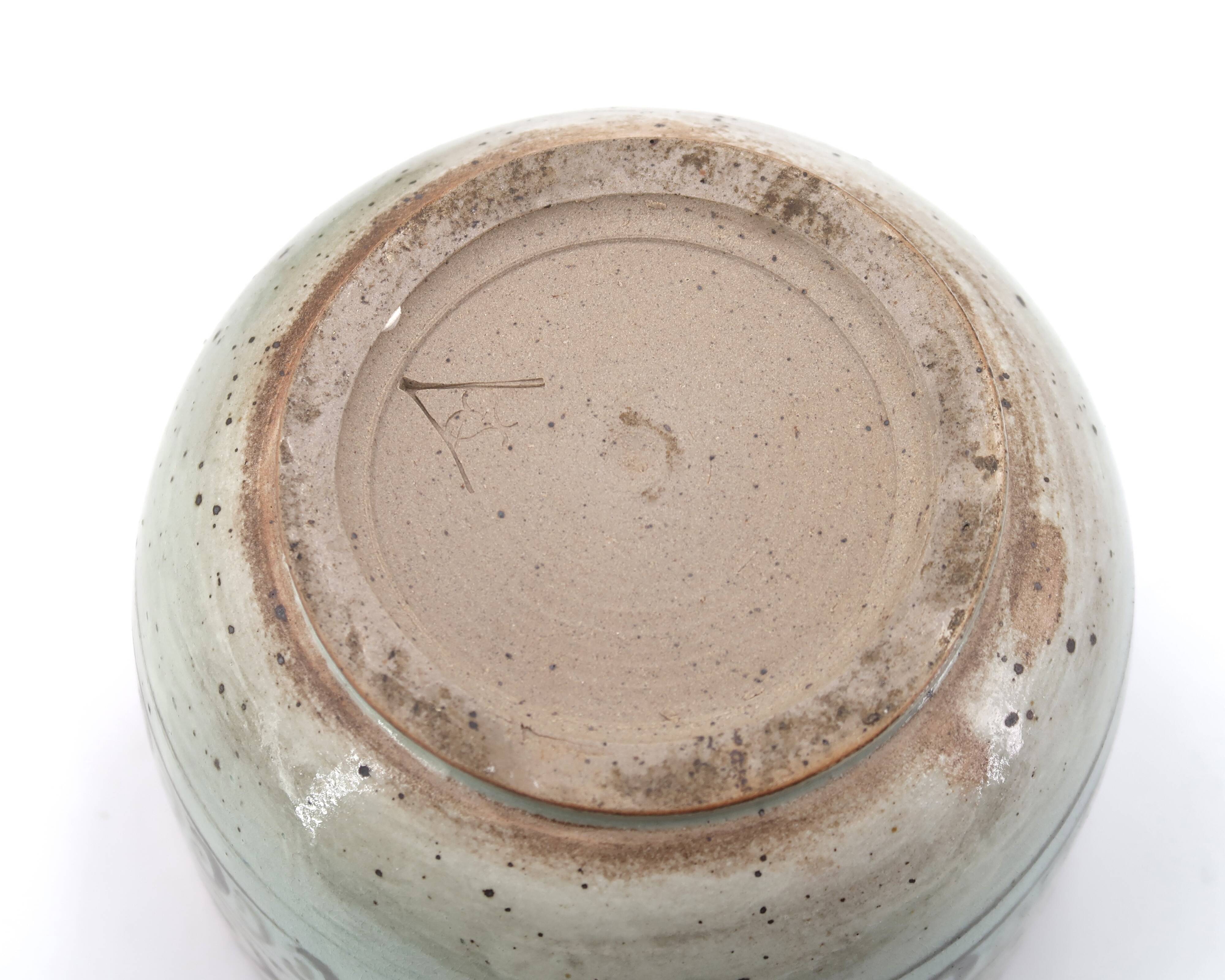 Covered pot signed in stoneware, Japanese decor, 1970s