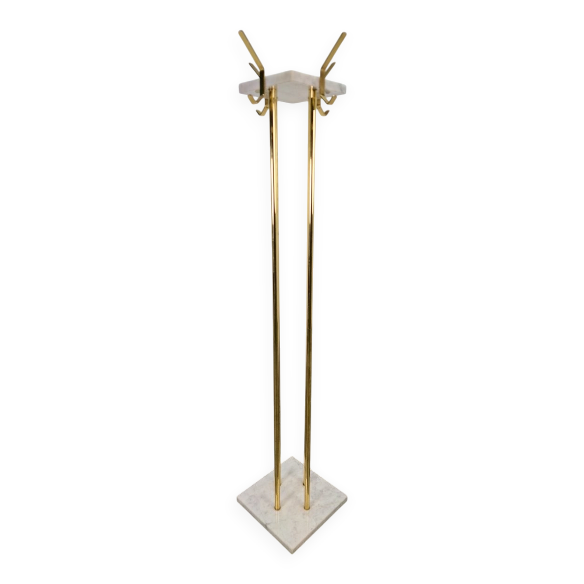 Italian Carrara Marble and Brass Freestanding Coat Rack, 1960s