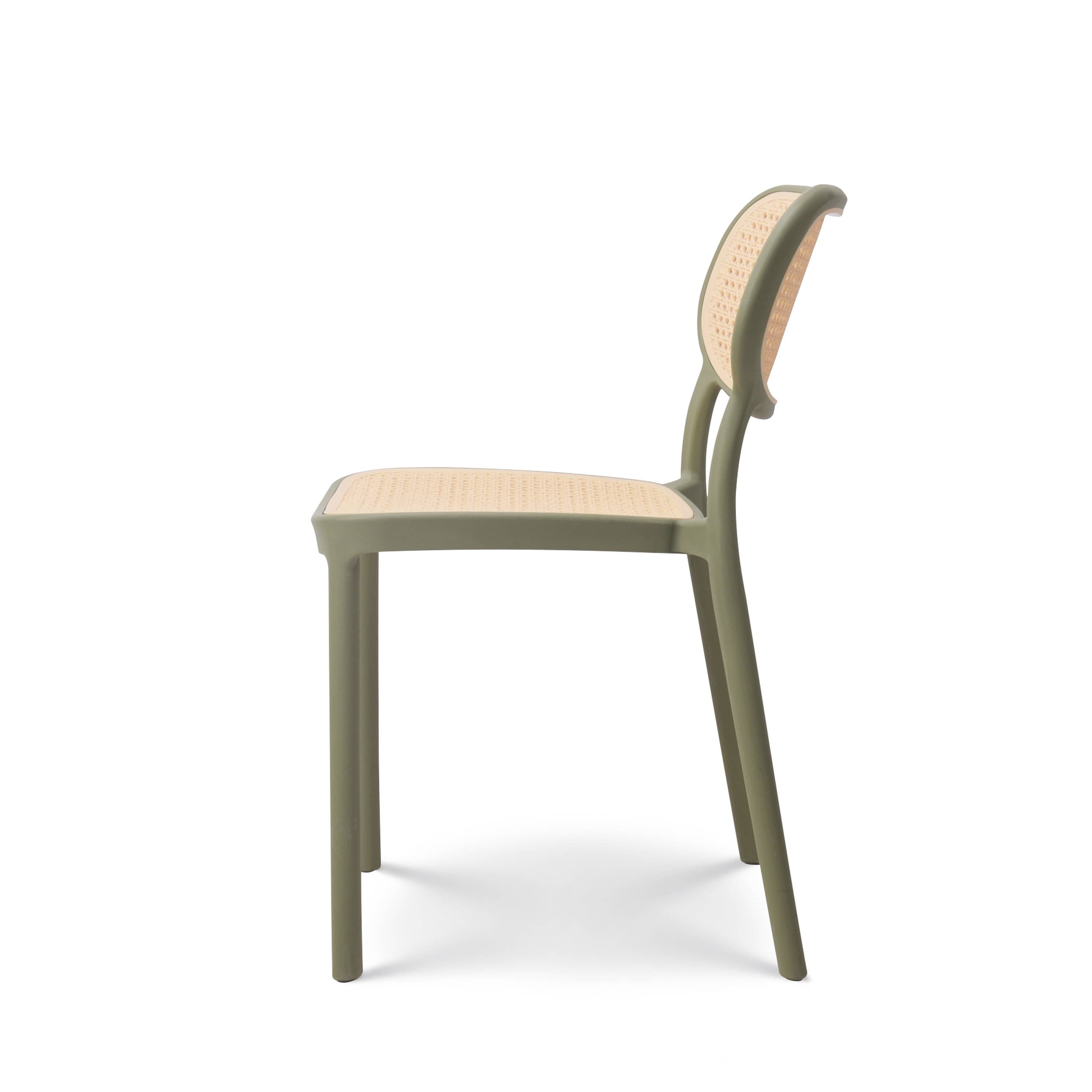 Colorful green chair with retro cane look