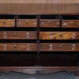 Elm apothecary cabinet with cupboard base