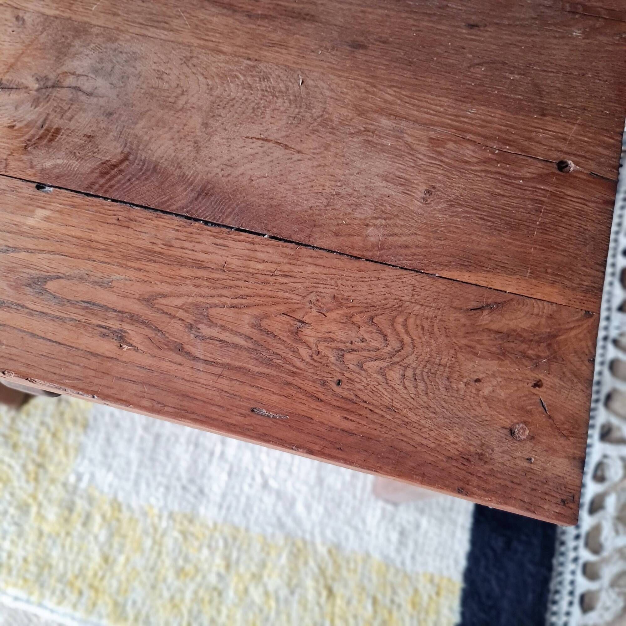 Solid wood table - vintage wooden desk with drawer