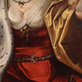 Tableau ancien du XVIIIe siècle, Dame au perroquet