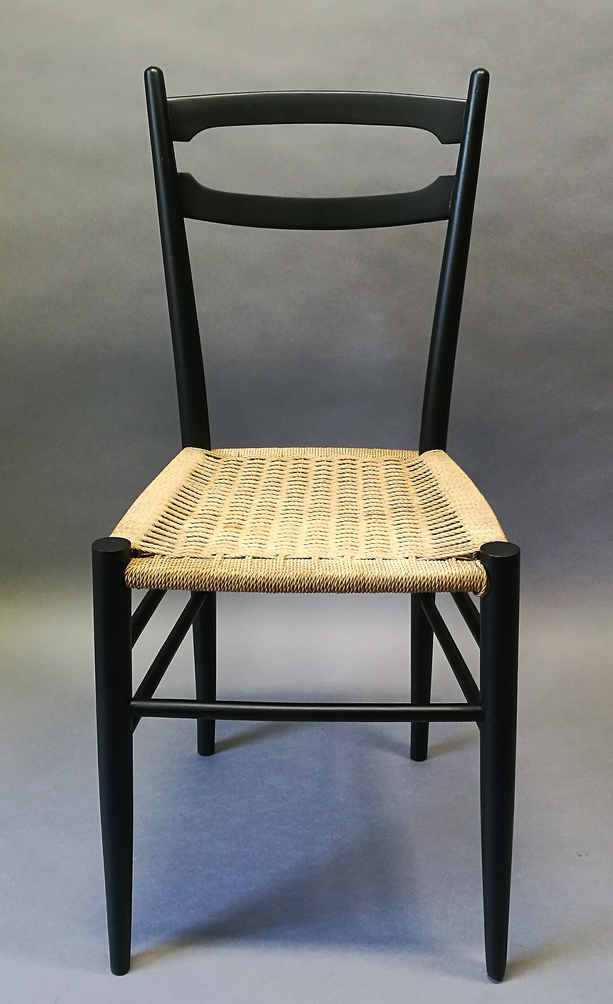 Italian chair in black ash and rope