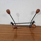Vintage wall coat rack - Varnished wooden coat rack