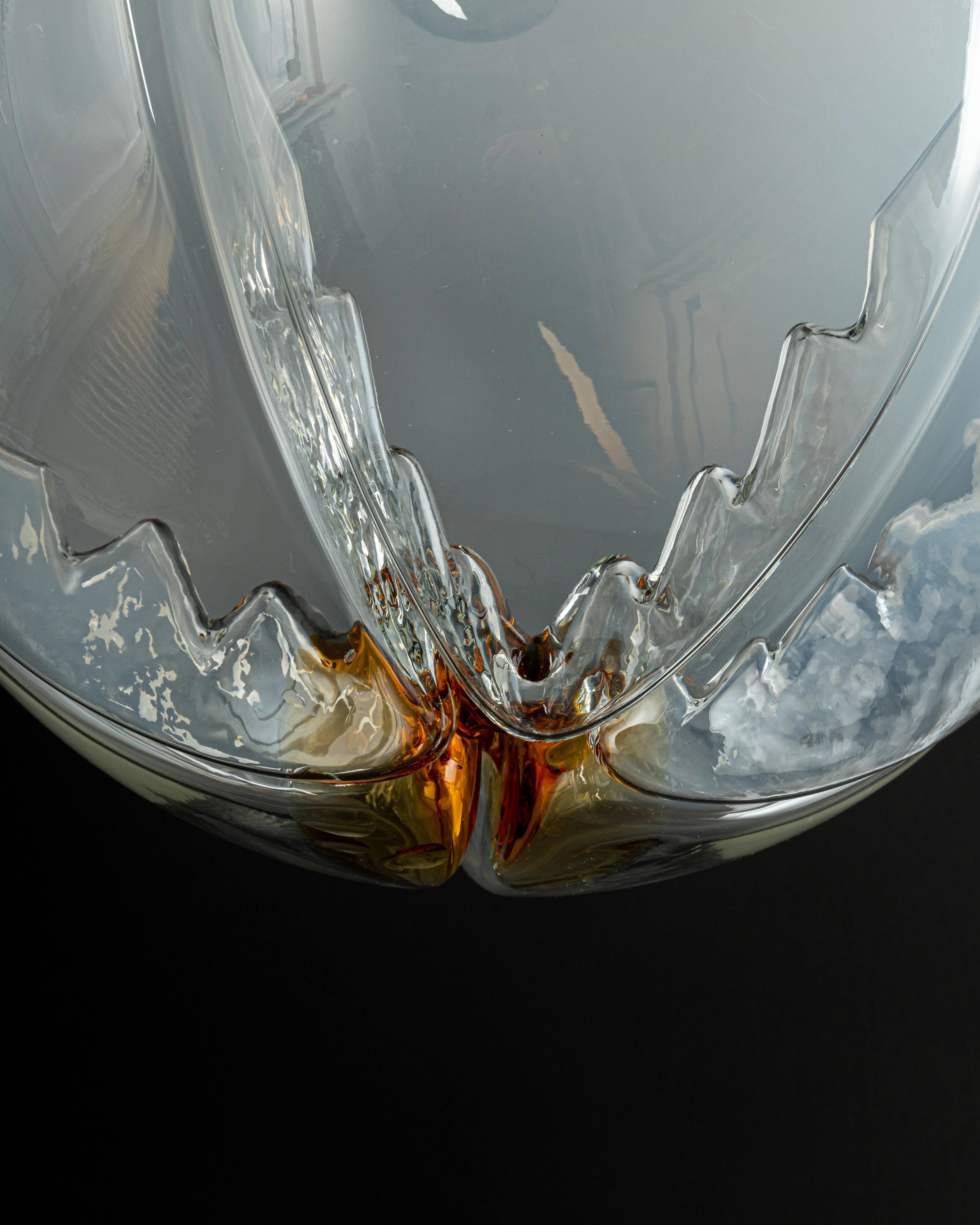 Suspended chandelier large Sputnik ball Murano, VeArt, Italy, 1970s