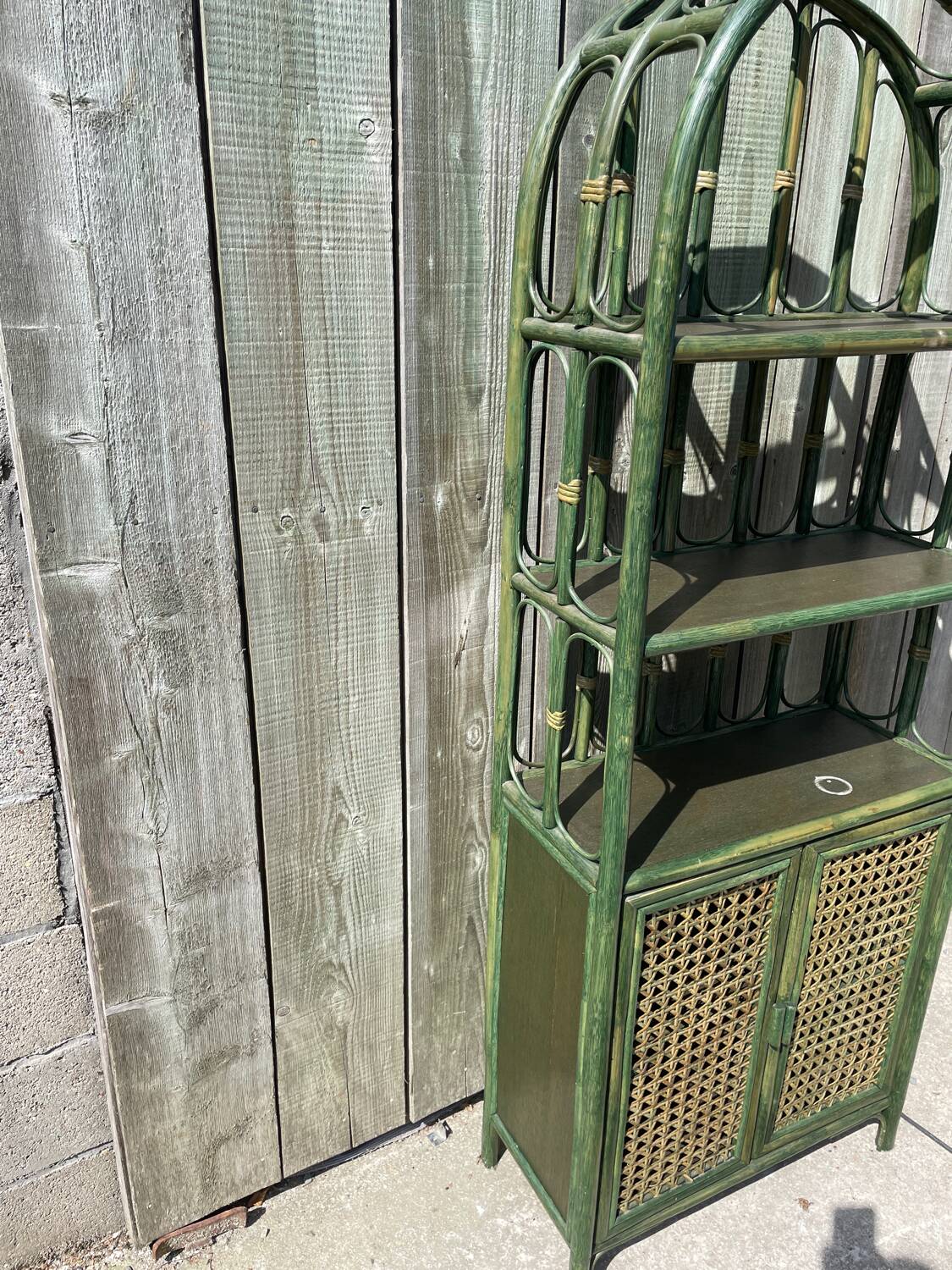 Green bamboo bookcase