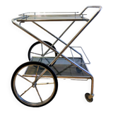 Folding trolley in silver metal