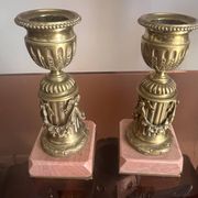 pair of antique bronze candlesticks