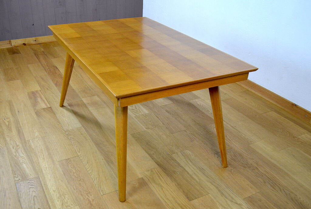 Table feet compass in vintage blond oak 1960