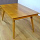 Table feet compass in vintage blond oak 1960