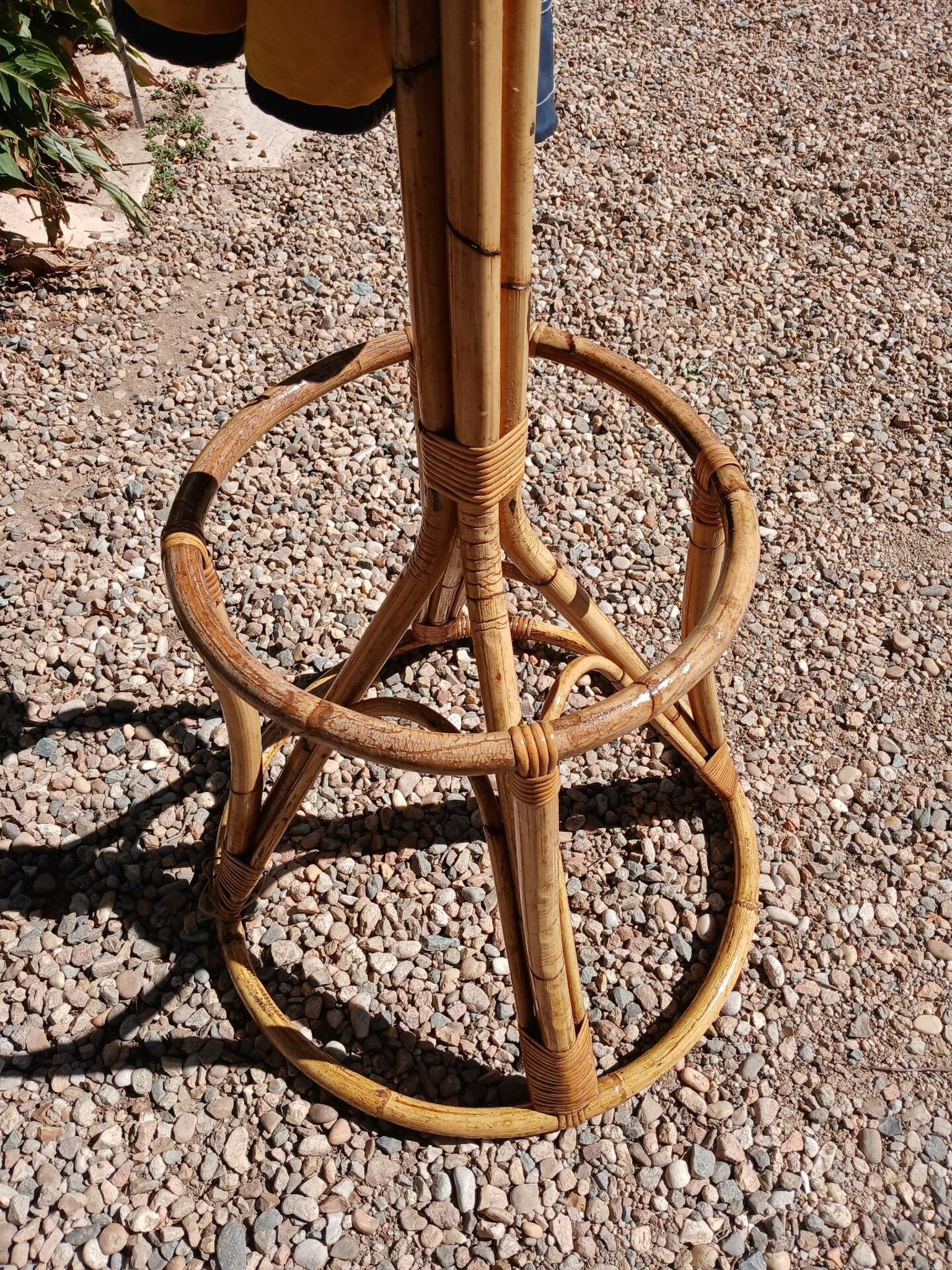 Vintage coat rack in bamboo and rattan