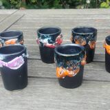 Six vintage glasses in glazed ceramic