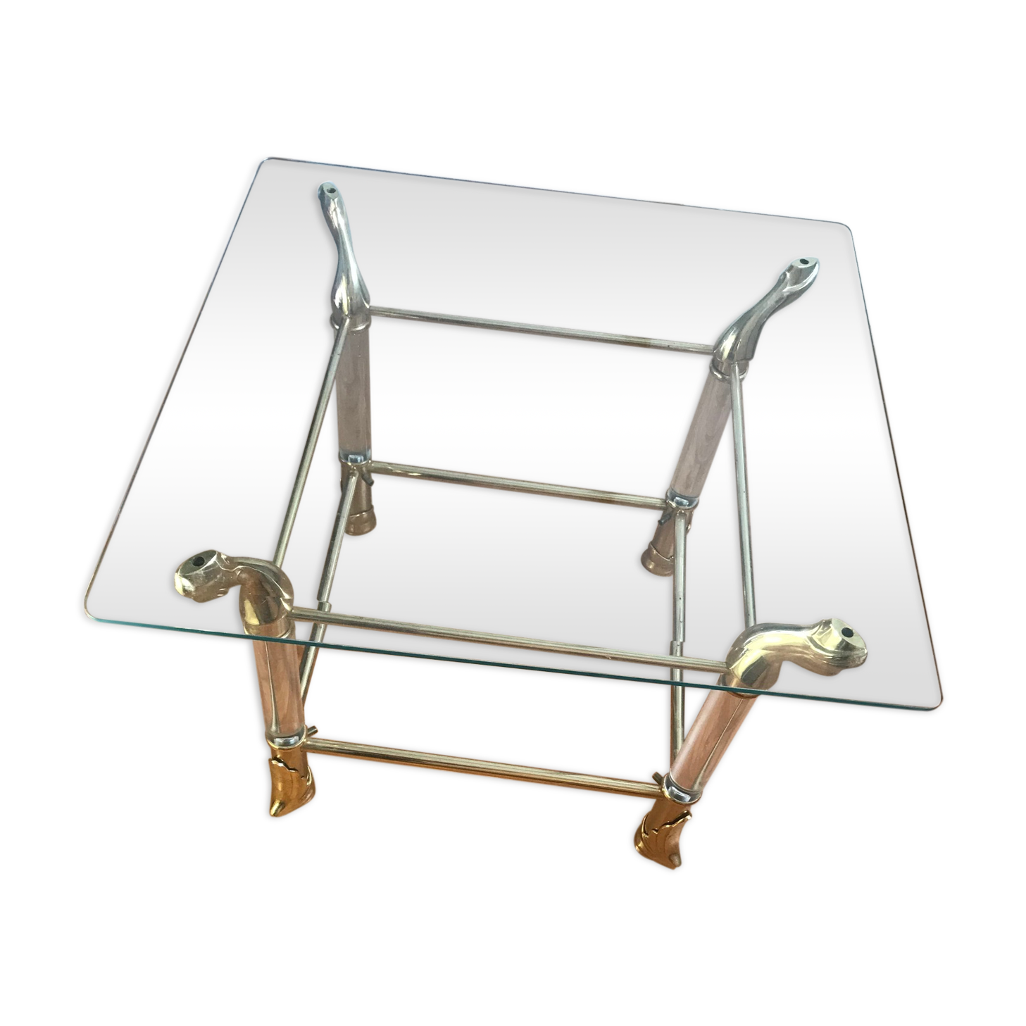 Coffee table glass and brass