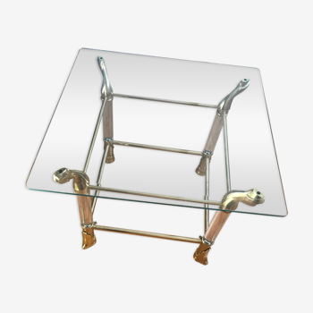 Table basse verre et laiton