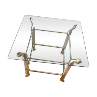 Table basse verre et laiton