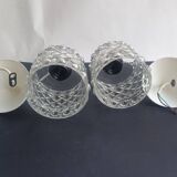 Pair of vintage 1970s glass pendant lights