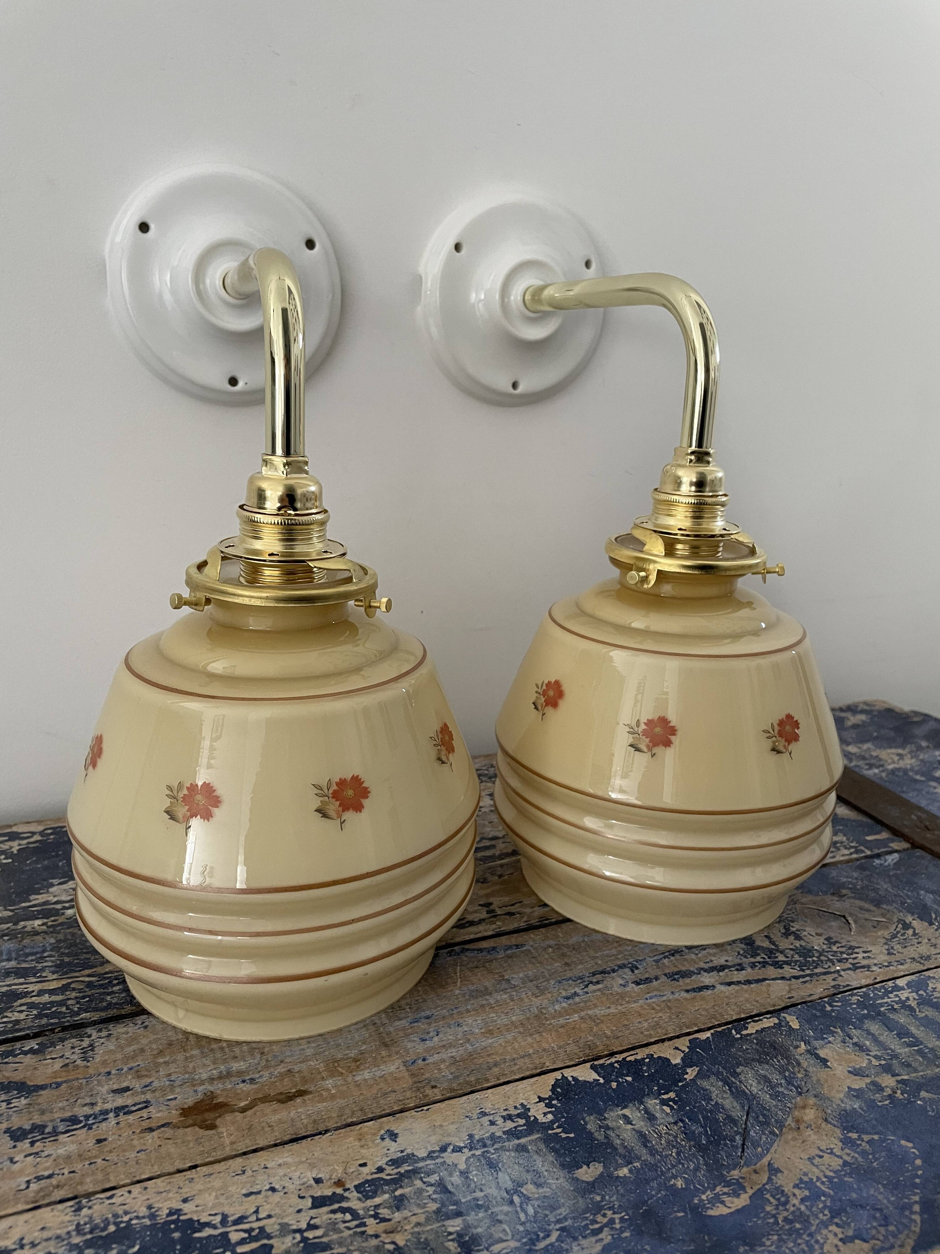 Pair of new electrified Art Deco wall lamps