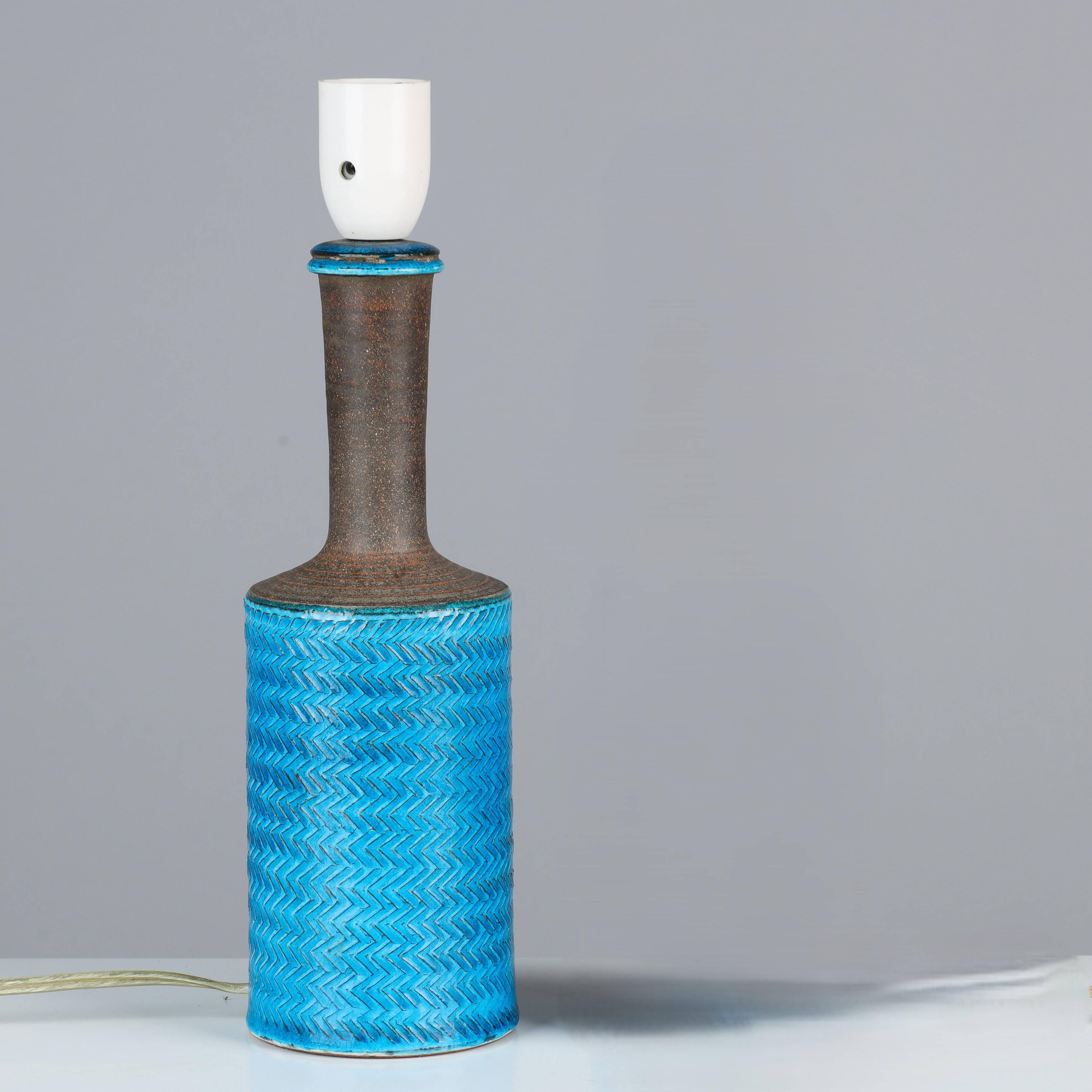 Nils Kahler ceramic table lamp by Herman A. Kähler, Denmark, 1960 signed