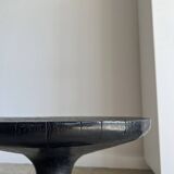 Solid wood (monoxyl) side table, organic shape, black color