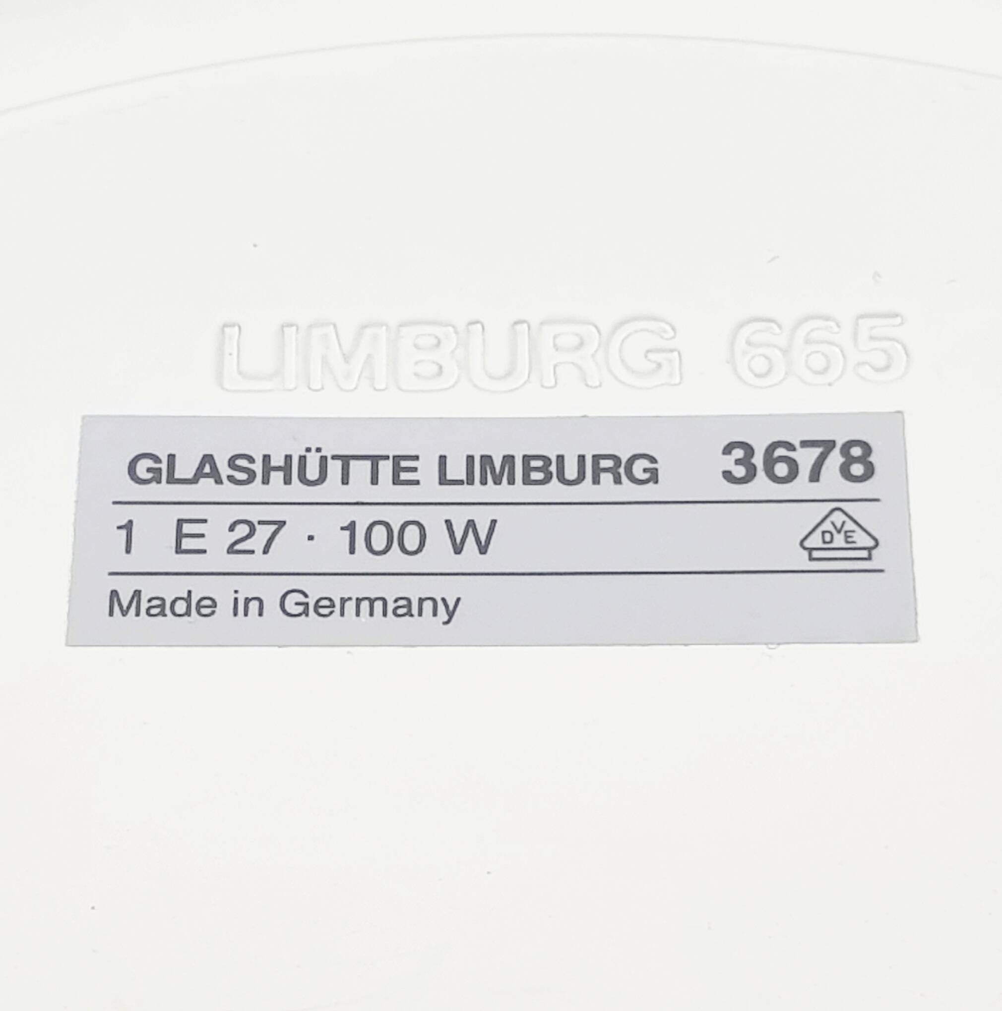 Mid-century modern white iron glass flush mount or ceiling light from limburg, germany, 1960s