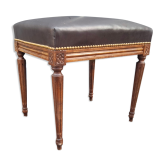 Stool footrest old style louis xvi leather top