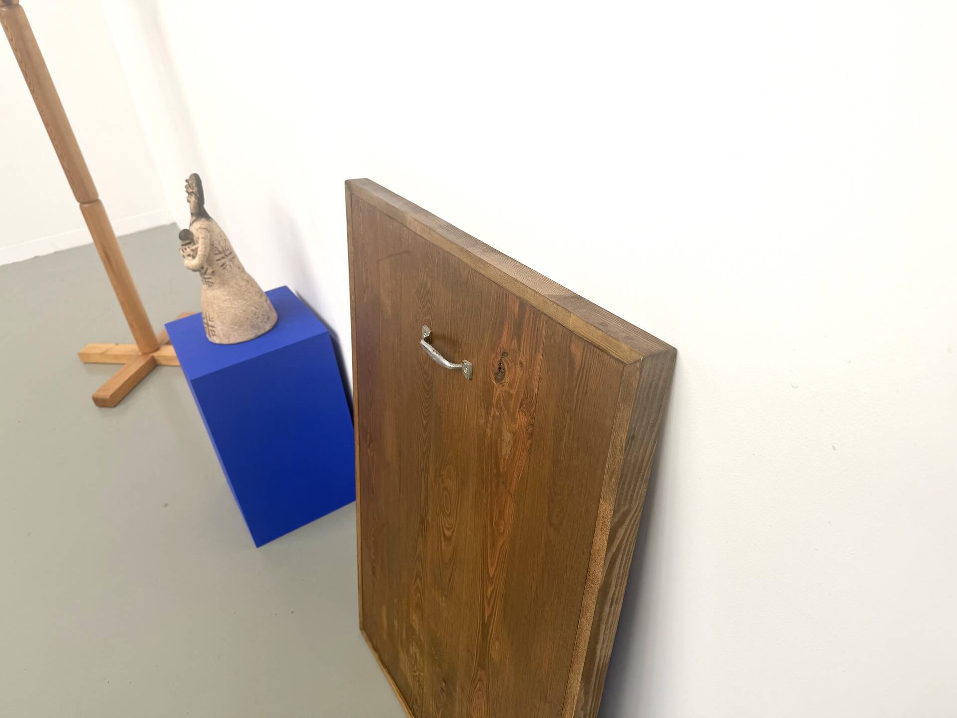 Monochrome table in ultramarine blue, acrylic on solid wood.