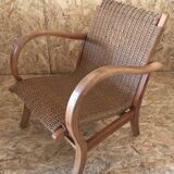 Bauhaus armchair in wood and rope by Erich Dieckmann