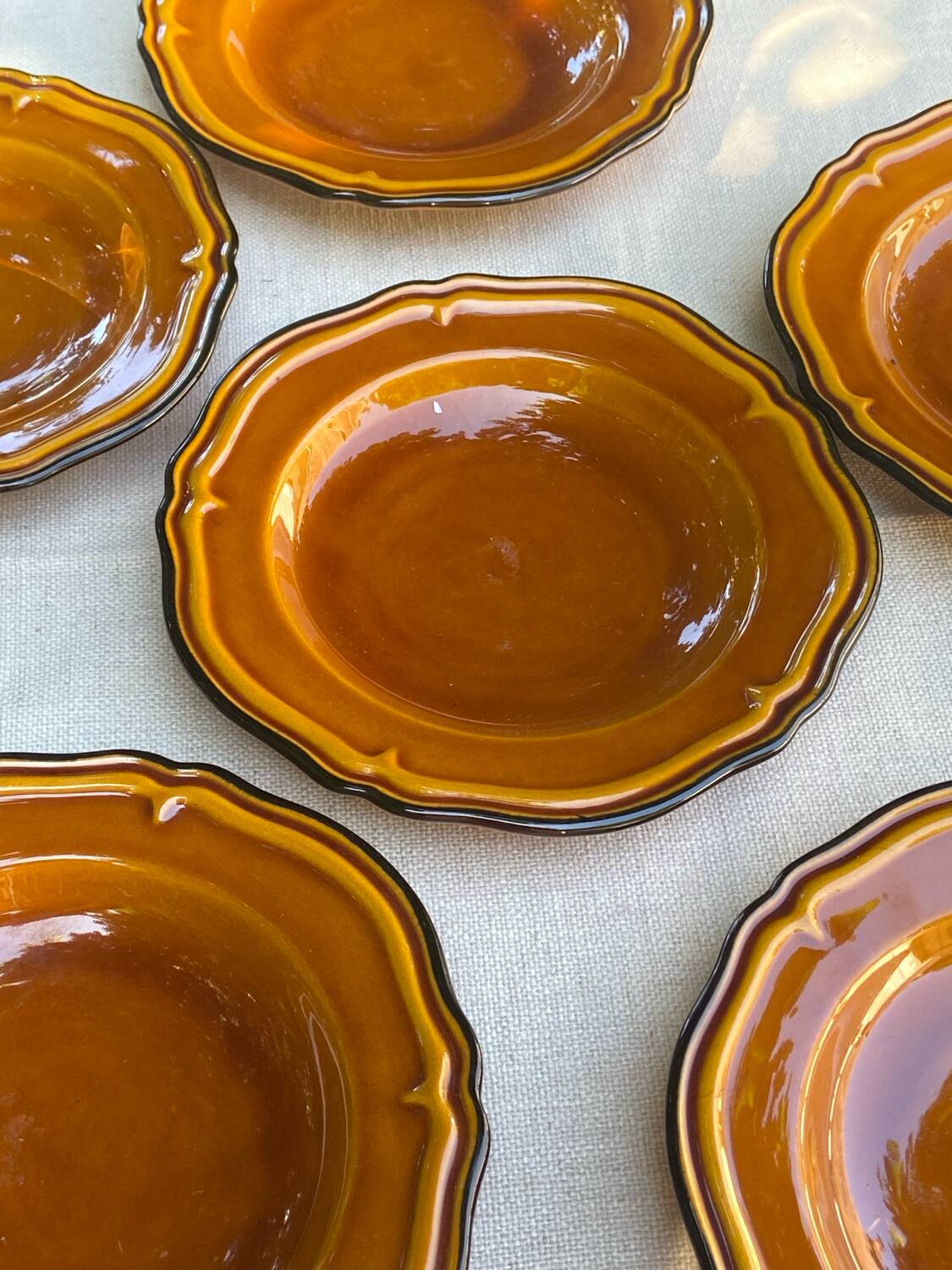 Set of 10 vintage 70s plates in Vallauris handcrafted earthenware