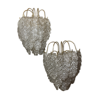 Pair of wall lamps murano Mazzega vintage 70s