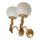 2 classic golden cherub wall lights and globe lampshades in perfect condition.