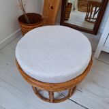 Rattan and terry fabric pouf