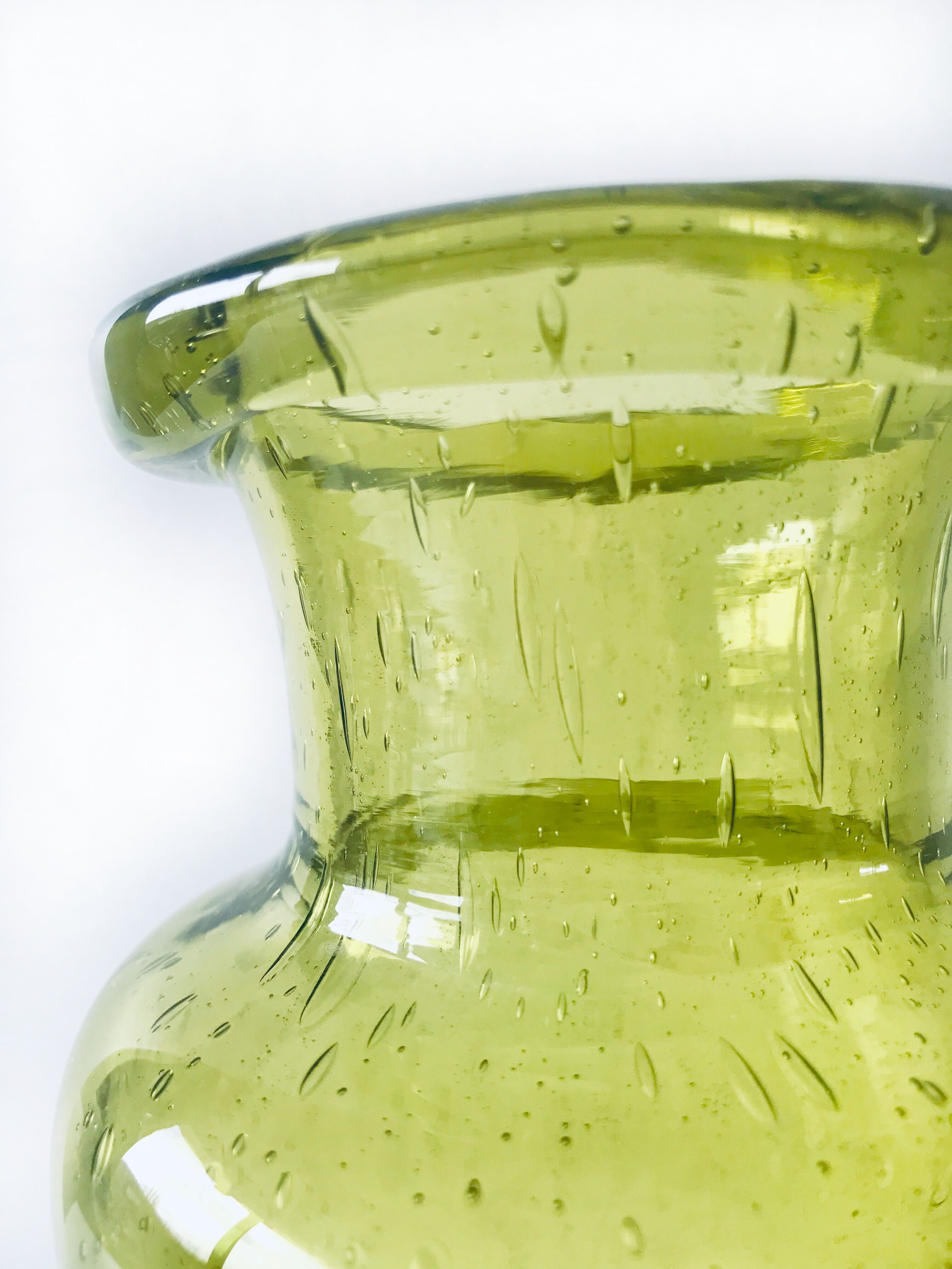 Blown and bubbled glass vase