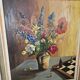 Oil on Isorel - Flower Bouquet / Chess Set - Michel Lamotte