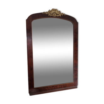 Miroir biseauté cadre loupe d'orme 1950 65x98cm