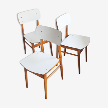 Ensemble de trois chaises scandi dining des années 1970 par TON