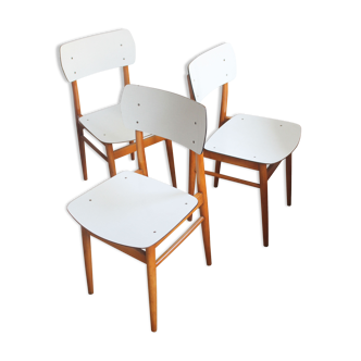 Ensemble de trois chaises scandi dining des années 1970 par TON