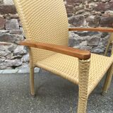 paire de fauteuils style colonial rotin et bois