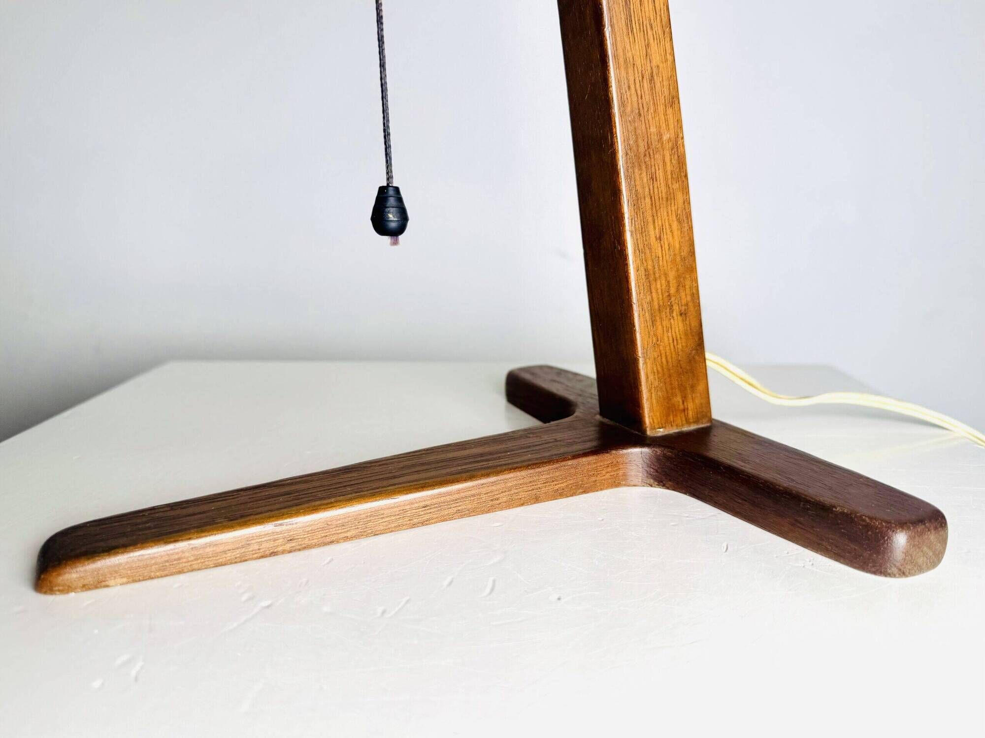Hemp String & Teak Wood Table Lamp By Ib Fabiansen For Fog & Mørup, Denmark 1950S