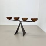 44cm Modernist Auböck Style Brutalist copper metal Candleholder, Austria 19