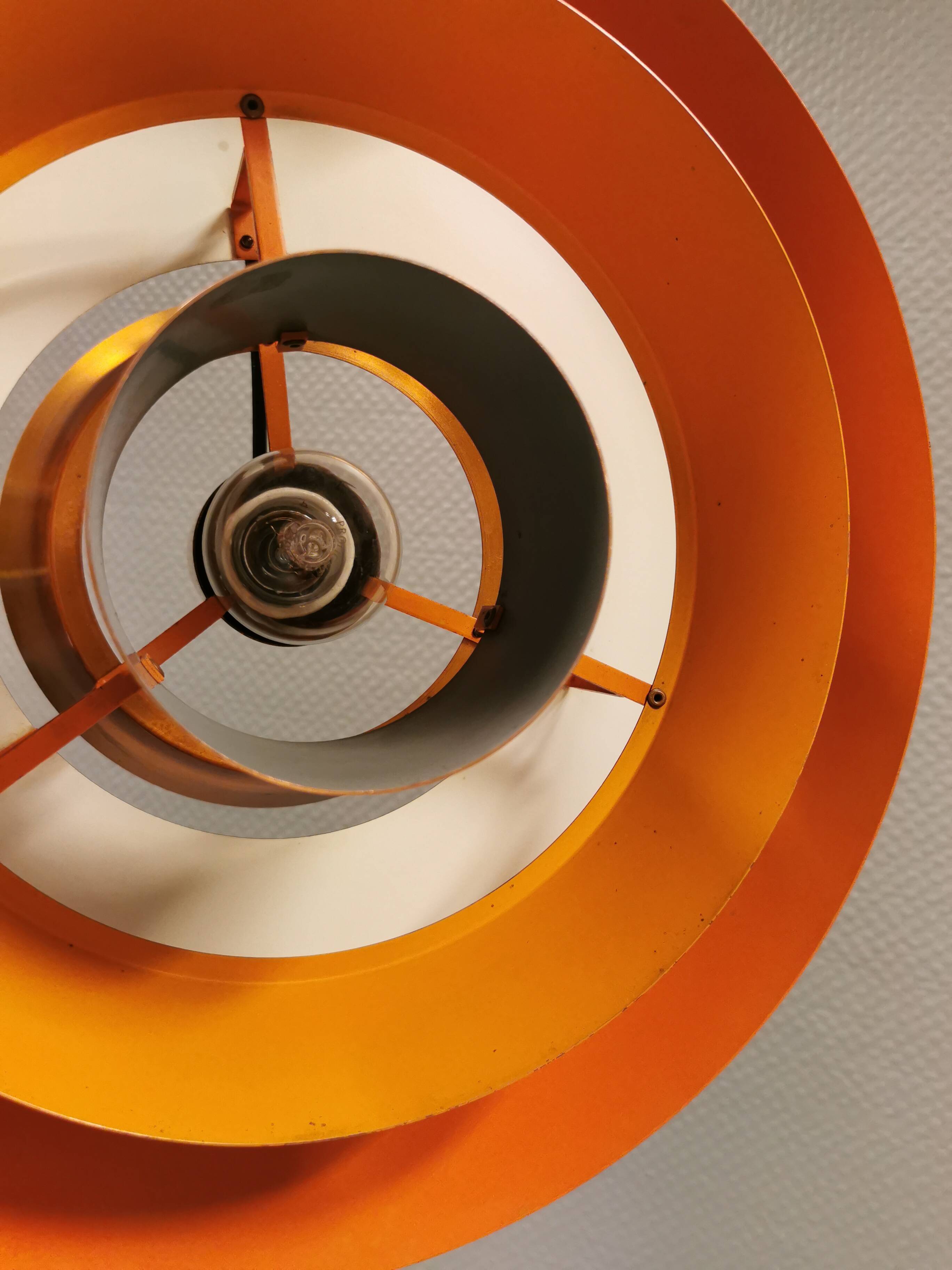 A mid-century Danish hanging lamp in copper by Jo Hammerborg for Fog & Mørup.