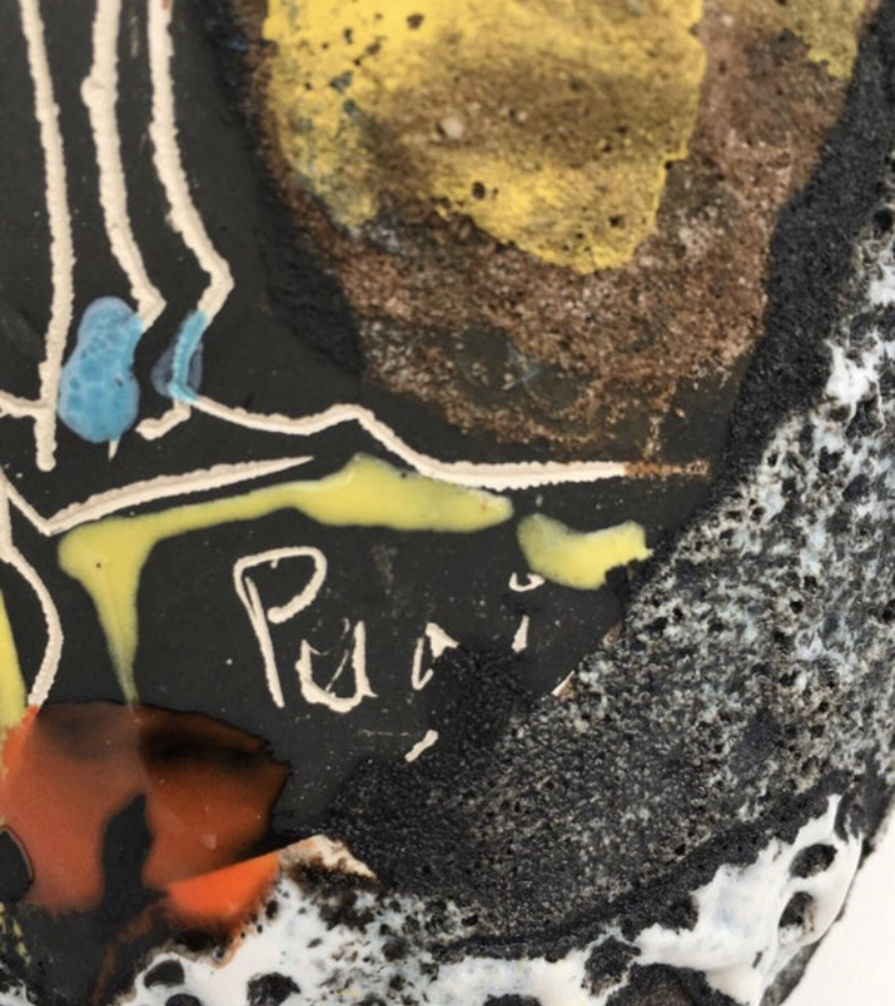 Enamelled ceramic vase Fat Lava, signed Pugi, numbered, circa 1950/1960