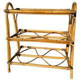 Rattan and glass shelf from the 50s
