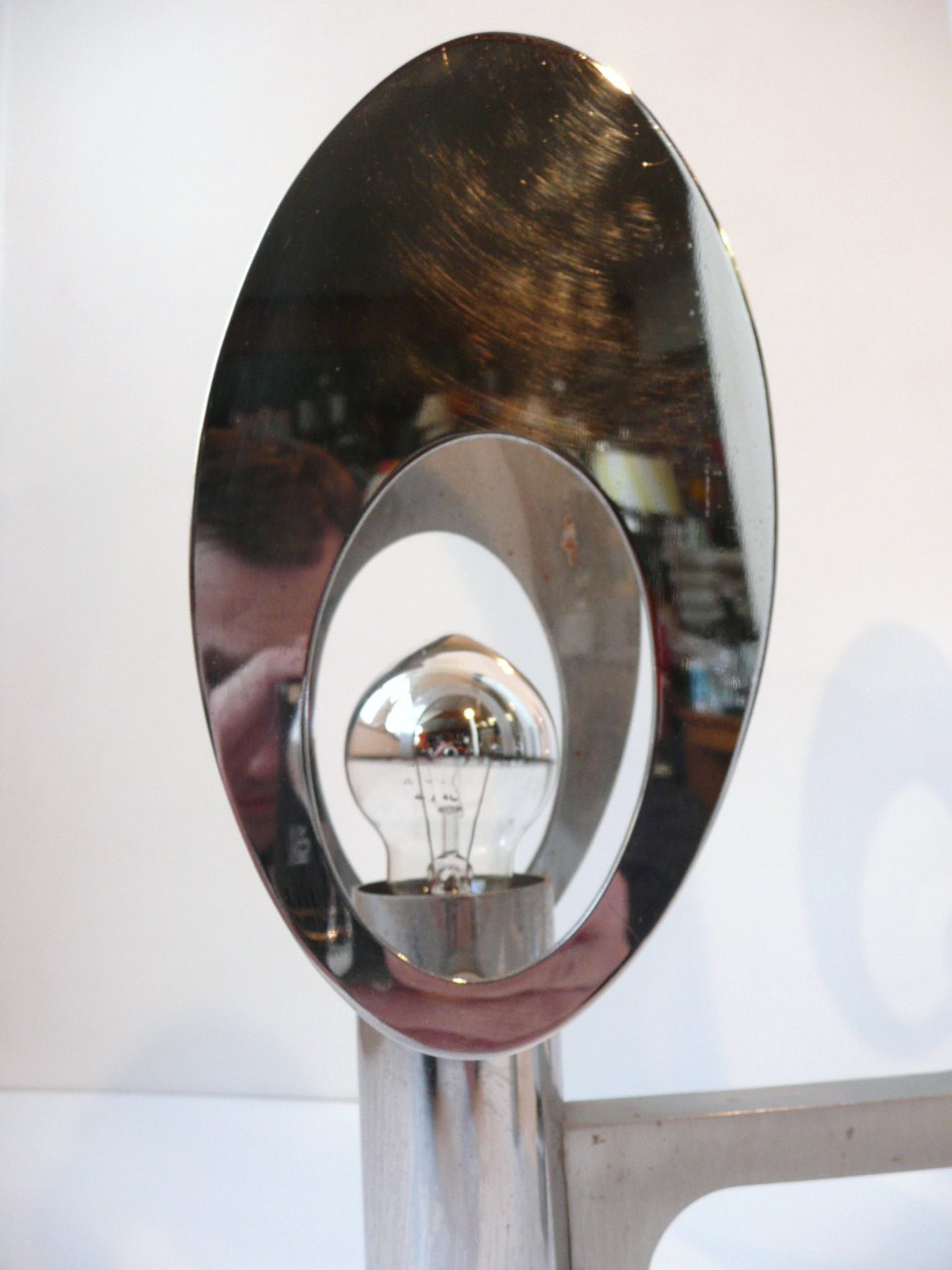 Lamp ceiling light chandelier chrome and steel lacquered white vintage space age 70's seventies 1970
